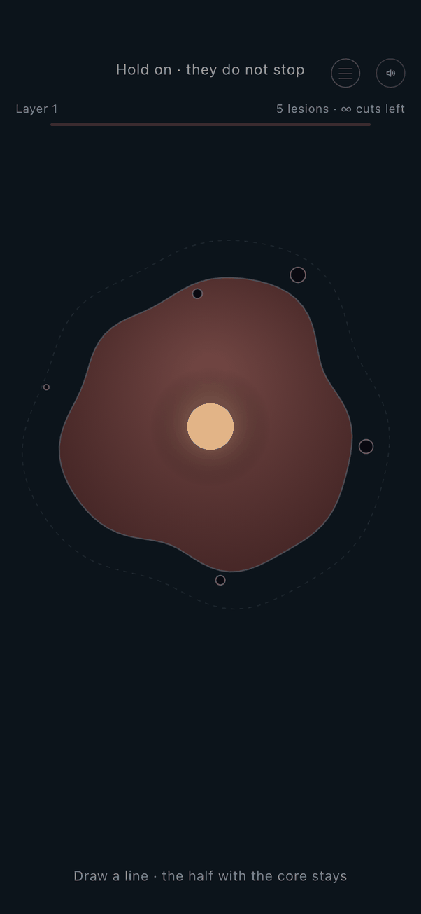 The endless table: lesions surfacing at the rim of a single organ.